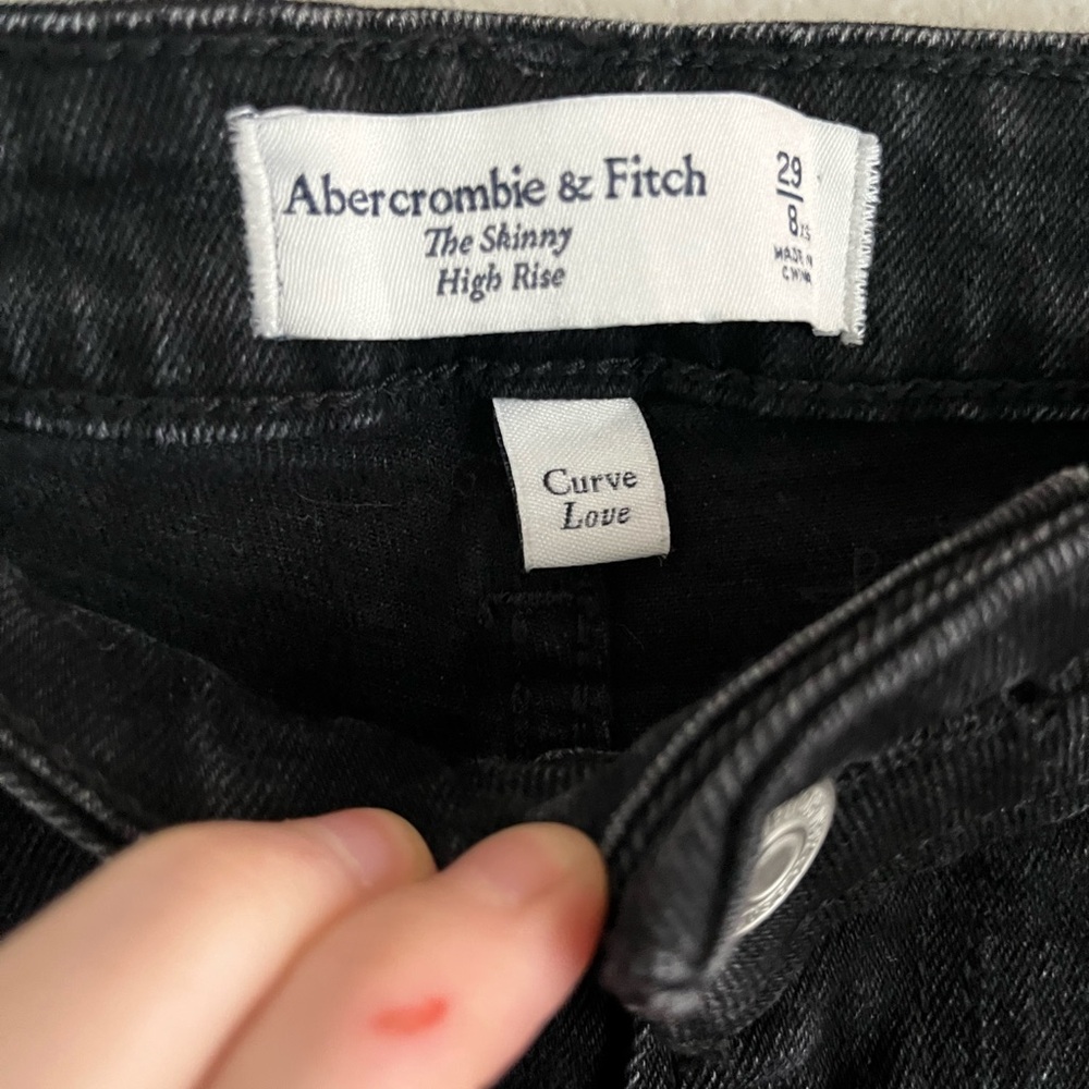 Abercrombie Fitch The Skinny High Rise Black Jeans Ankle Slit Curve Love 29 8XS - Picture 6 of 8